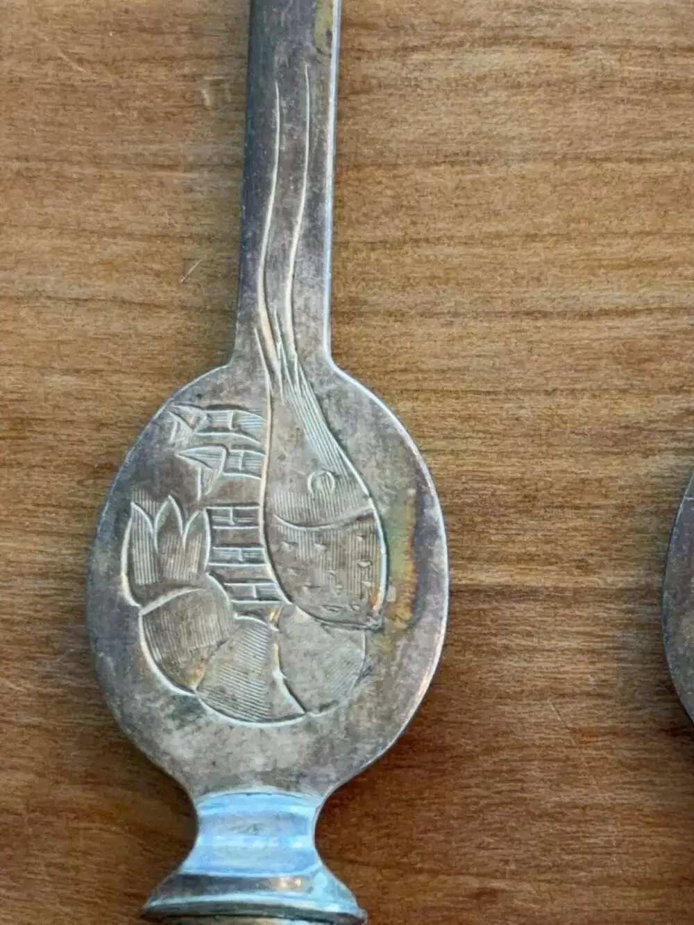 Set of 10 Vintage Silver Plated Seafood Cocktail Forks with Fish Motif